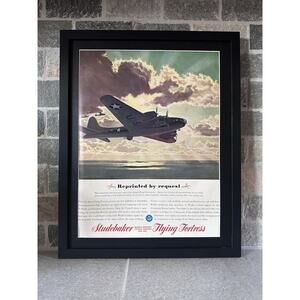 Framed 1943 Studebaker Cyclone Engines Flying Fortress U.S. Army Ad